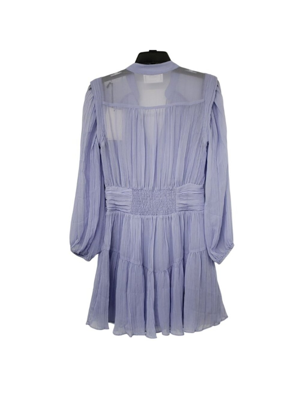 NEW Ba&sh $495 Lilac Purple Chiffon Elastic Waist Blouson Mini Dress Wedding - Picture 2 of 15